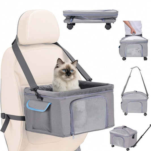From the Car to the Vet in Seconds: The Ultimate 4-in-1 Rolling Pet Carrier & Booster Seat!